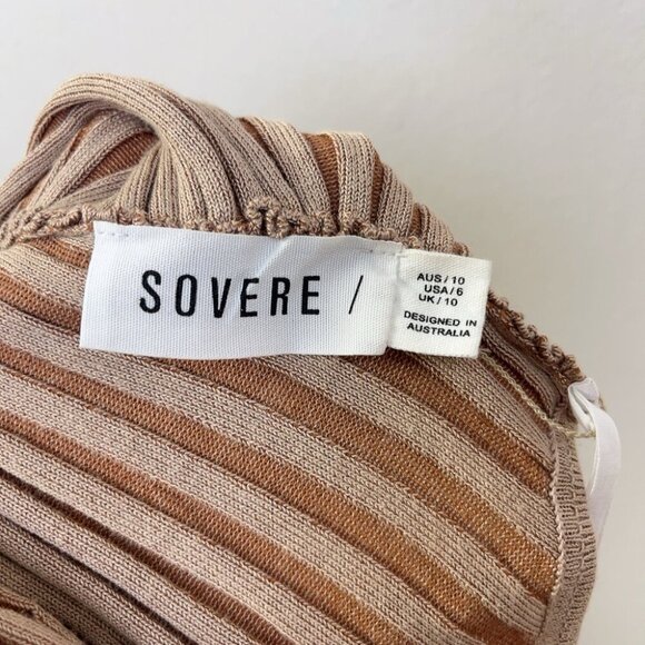 Sovere Womens 6 Halter Neck Bodycon Midi Dress Tan Color - Picture 6 of 7